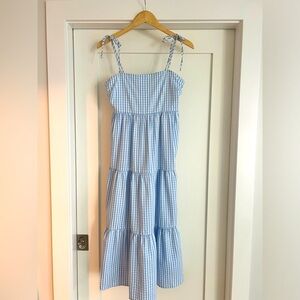 Gingham tiered smocked sundress